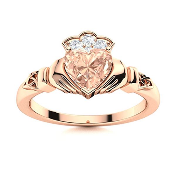 Natural 0.80 CTW Morganite & Diamond Engagement Ring 18K Rose Gold