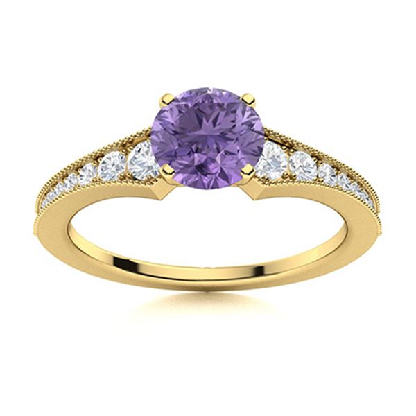 Natural 1.46 CTW Iolite & Diamond Engagement Ring 18K Yellow Gold