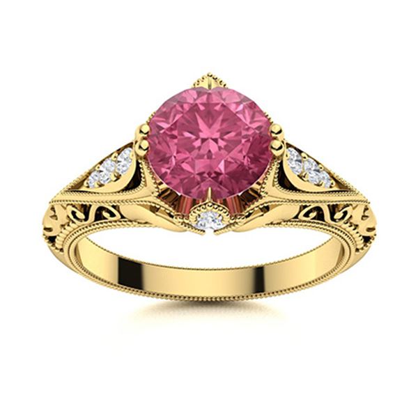 Natural 1.34 CTW Tourmaline & Diamond Engagement Ring 18K Yellow Gold
