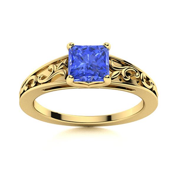 Natural 0.67 CTW Ceylon Sapphire Solitaire Ring 18K Yellow Gold