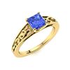Image 2 : Natural 0.67 CTW Ceylon Sapphire Solitaire Ring 18K Yellow Gold