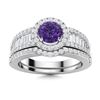 Image 1 : Natural 1.38 CTW Amethyst & Diamond Engagement Ring 14K White Gold