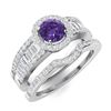 Image 2 : Natural 1.38 CTW Amethyst & Diamond Engagement Ring 14K White Gold