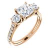 Image 1 : Natural 2.02 CTW 3-Stone princess Cut & Rounds Diamond Ring 18KT Rose Gold