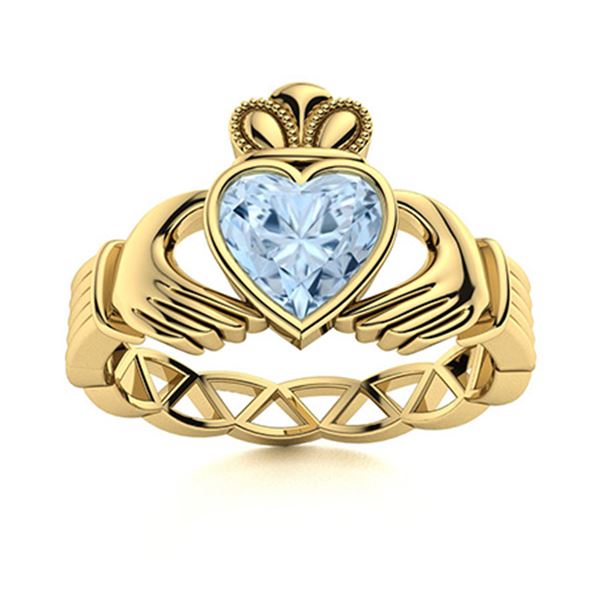 Natural 0.66 CTW Aquamarine Solitaire Ring 18K Yellow Gold