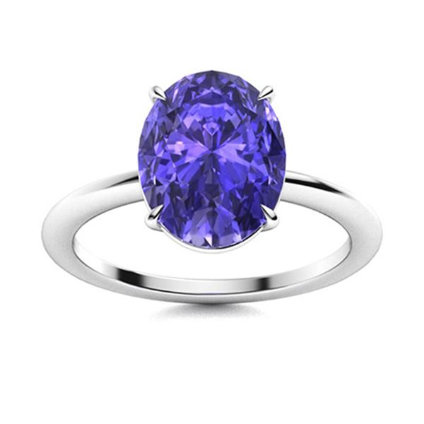Natural 1.56 CTW Tanzanite Solitaire Ring 18K White Gold