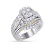 Image 1 : 14kt Two-tone Gold Round Diamond Bridal Wedding Ring Band Set 1-1/2 Cttw