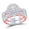 Image 1 : 14kt Two-tone Gold Round Diamond Bridal Wedding Ring Band Set 1-3/8 Cttw