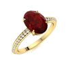 Image 2 : Natural 2.72 CTW Garnet & Diamond Engagement Ring 18K Yellow Gold