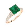 Image 2 : Natural 1.27 CTW Emerald & Diamond Engagement Ring 18K Rose Gold