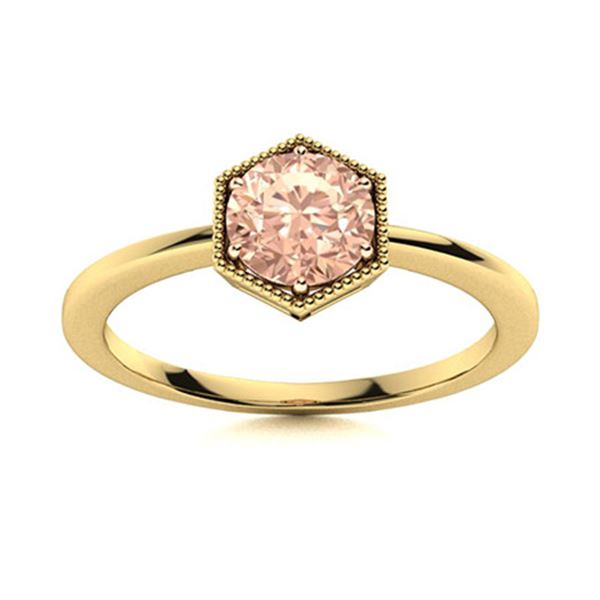 Natural 0.71 CTW Morganite Solitaire Ring 14K Yellow Gold