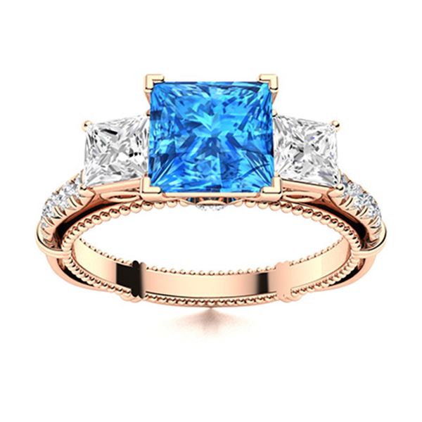 Natural 1.65 CTW Topaz & Diamond Engagement Ring 18K Rose Gold