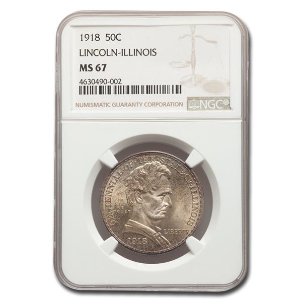 1918 Lincoln Illinois Centennial Half Dollar MS-67 NGC