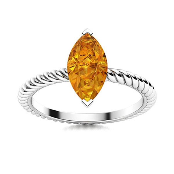 Natural 1.42 CTW Citrine Solitaire Ring 18K White Gold