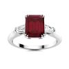 Image 1 : Natural 4.14 CTW Ruby & Diamond Engagement Ring 18K White Gold