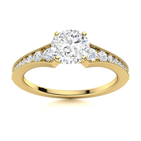 Natural 1.06 CTW Diamond Solitaire Ring 18K Yellow Gold