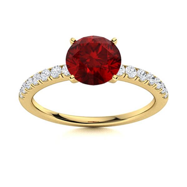 Natural 1.47 CTW Garnet & Diamond Engagement Ring 18K Yellow Gold