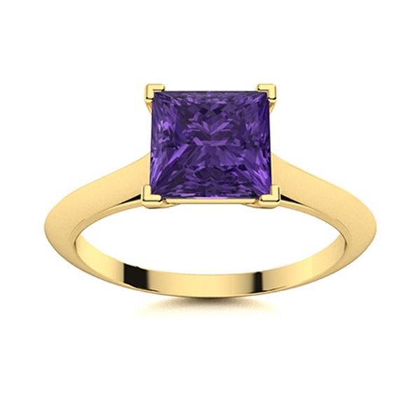 Natural 0.71 CTW Amethyst Solitaire Ring 14K Yellow Gold