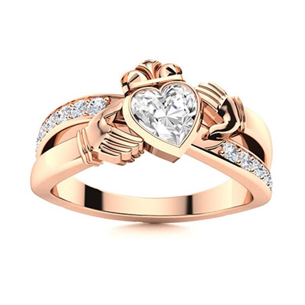 Natural 0.77 CTW Topaz & Diamond Engagement Ring 18K Rose Gold
