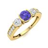 Image 2 : Natural 0.82 CTW Tanzanite & Diamond Engagement Ring 18K Yellow Gold