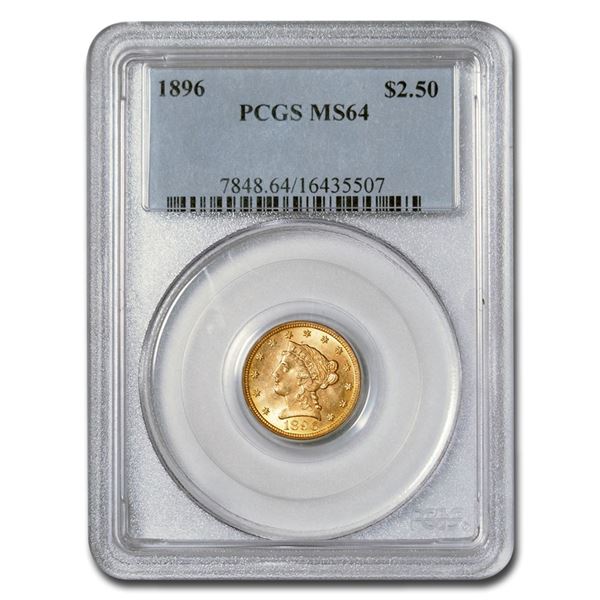 1896 $2.50 Liberty Gold Quarter Eagle MS-64 PCGS