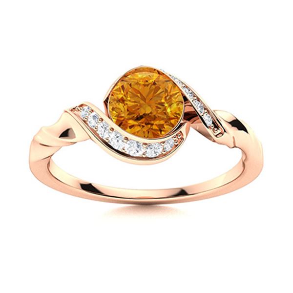 Natural 1.18 CTW Citrine & Diamond Engagement Ring 14K Rose Gold