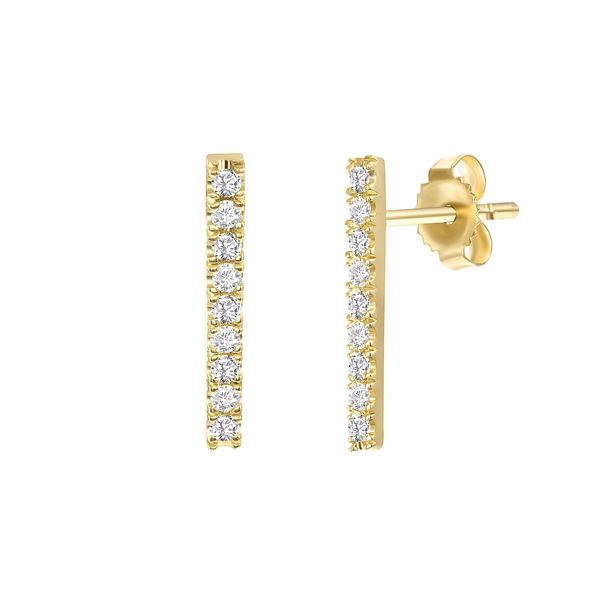 Natural 0.17 CTW Nine Stone Bar Earrings 18KT Yellow Gold