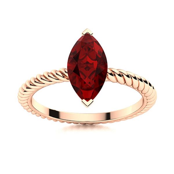 Natural 1.78 CTW Garnet Solitaire Ring 18K Rose Gold