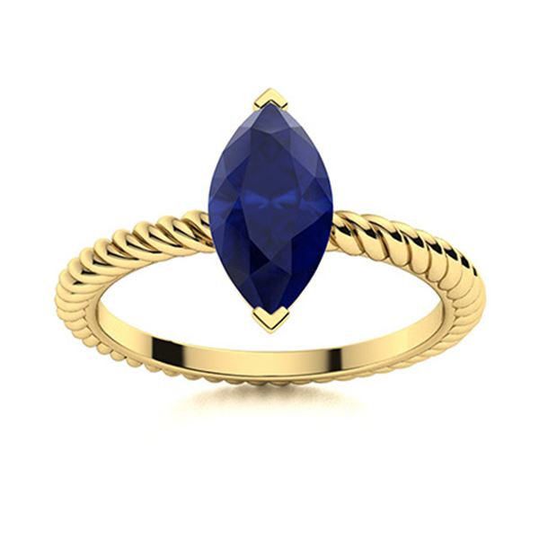 Natural 0.24 CTW Sapphire Solitaire Ring 18K Yellow Gold