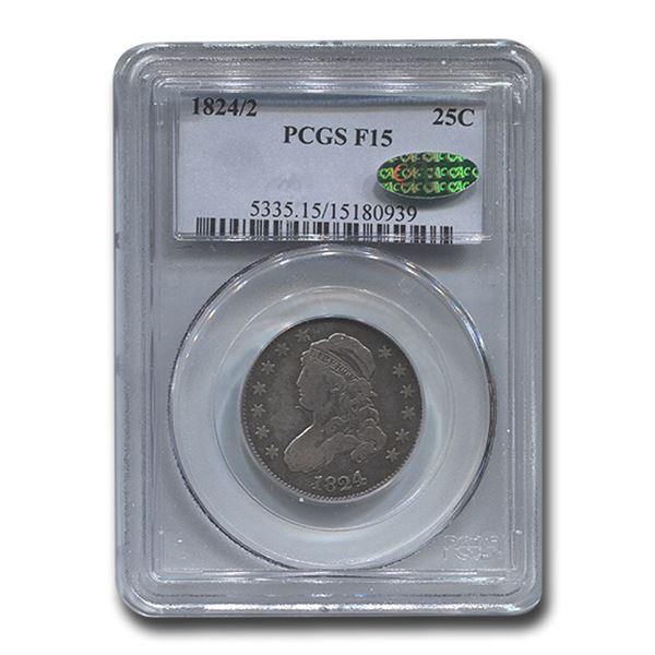 1824/2 Capped Bust Quarter Fine-15 PCGS CAC