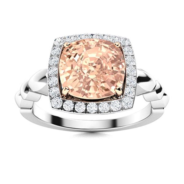 Natural 2.43 CTW Morganite & Diamond Engagement Ring 14K White Gold