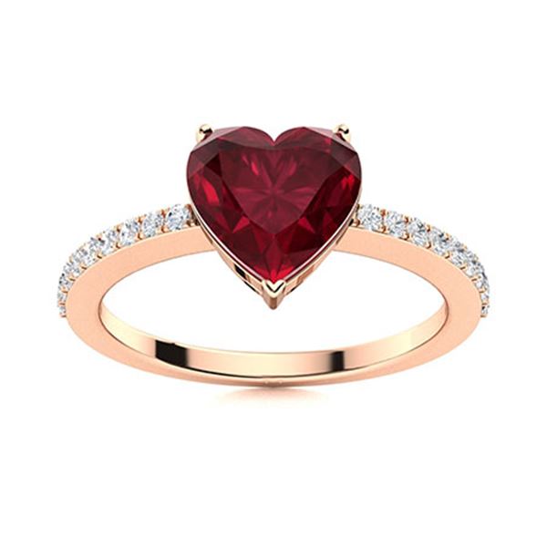 Natural 0.89 CTW Ruby & Diamond Engagement Ring 18K Rose Gold