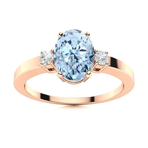 Natural 3.23 CTW Aquamarine & Diamond Engagement Ring 18K Rose Gold