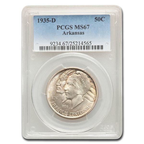 1935-D Arkansas Centennial Half Dollar Commem MS-67 PCGS