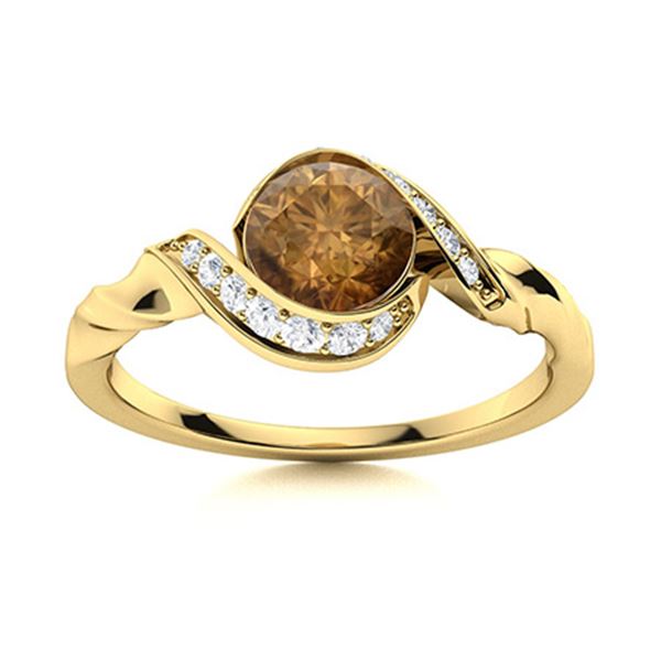 Natural 1.14 CTW Brown & White Diamond Engagement Ring 14K Yellow Gold