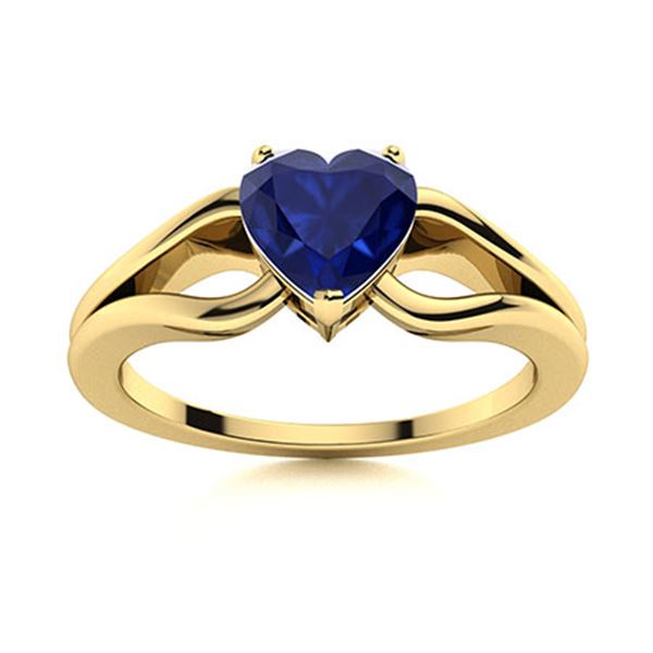 Natural 0.64 CTW Sapphire Solitaire Ring 18K Yellow Gold