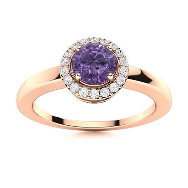 Natural 0.52 CTW Iolite & Diamond Engagement Ring 14K Rose Gold