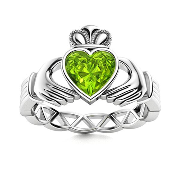 Natural 0.45 CTW Peridot Solitaire Ring 14K White Gold