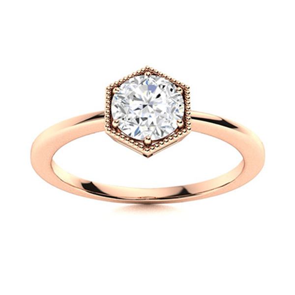 Natural 1.02 CTW Diamond Solitaire Ring 18K Rose Gold