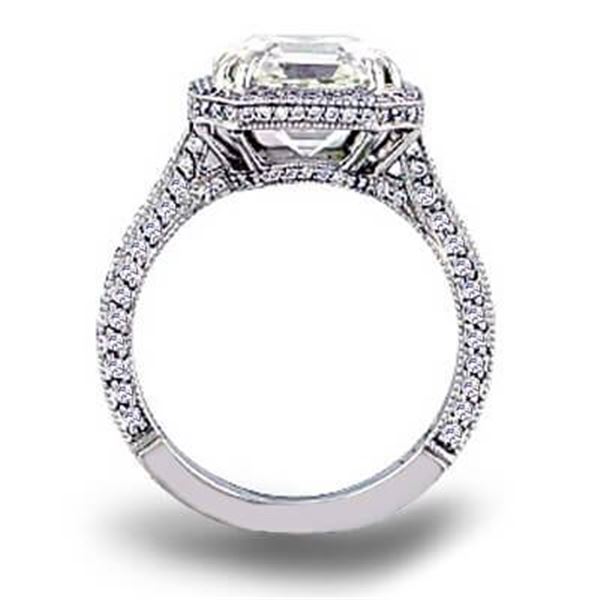 Natural 2.72 CTW Halo Asscher Cut Diamond Engagement Ring 18KT White Gold