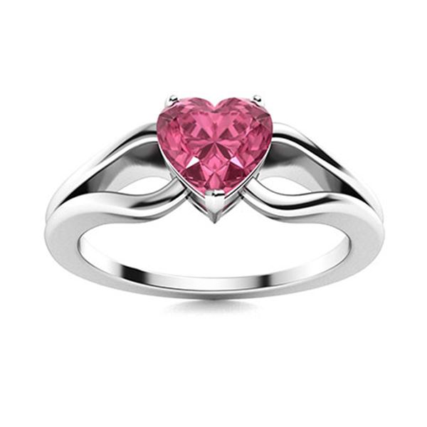 Natural 0.42 CTW Tourmaline Solitaire Ring 18K White Gold