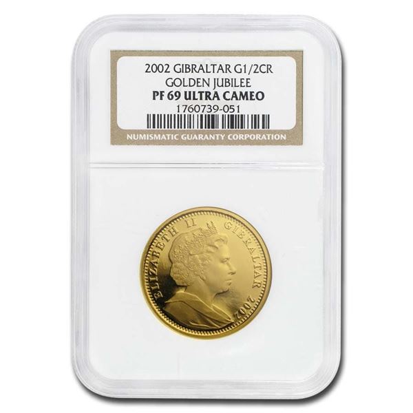 2002 Gibraltar Proof 1/2 oz Gold Crown Golden Jubilee