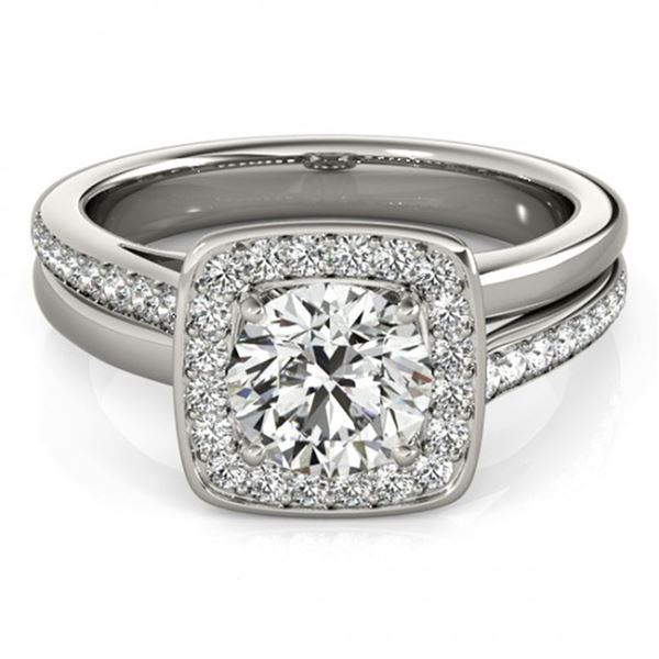 Natural 0.85 ctw Diamond Halo Ring 14k White Gold