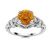 Image 1 : Natural 1.40 CTW Citrine & Diamond Engagement Ring 18K White Gold