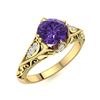 Image 2 : Natural 1.34 CTW Amethyst & Diamond Engagement Ring 18K Yellow Gold