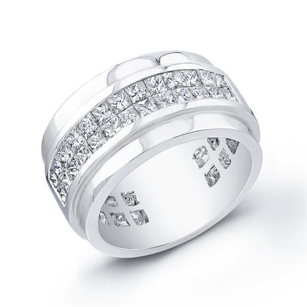 Natural 1.74 CTW Princess Cut Diamond Invisible Wedding Ring 18KT White Gold