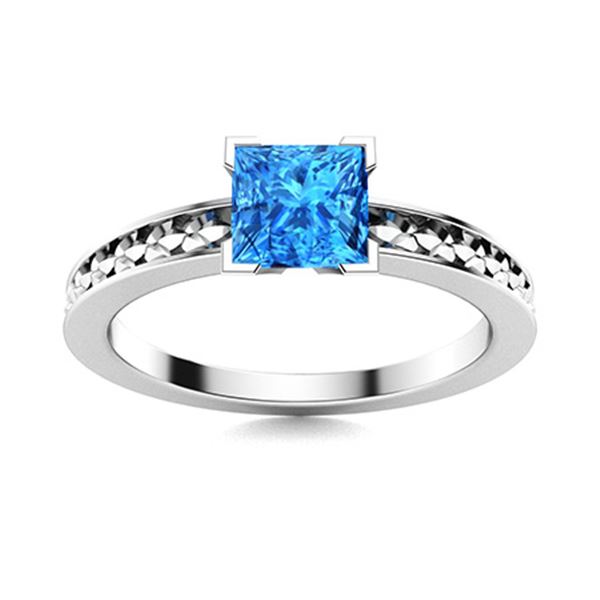 Natural 0.81 CTW Topaz Solitaire Ring 18K White Gold