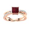 Image 1 : Natural 1.25 CTW Ruby & Diamond Engagement Ring 18K Rose Gold