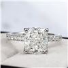 Image 1 : Natural 3.12 CTW Cushion Cut Solitaire Diamond Engagement Ring 18KT White Gold