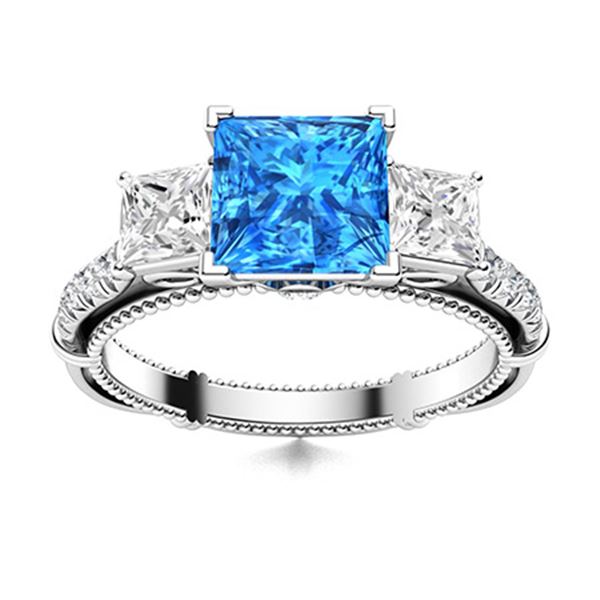 Natural 1.64 CTW Topaz & Diamond Engagement Ring 14K White Gold